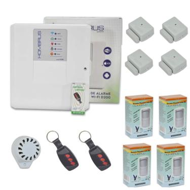 Imagem de Kit Alarme Central Wi-Fi D200 8 Sensores sem Fio Bivolt com Aplicativo Android e Ios Hombrus