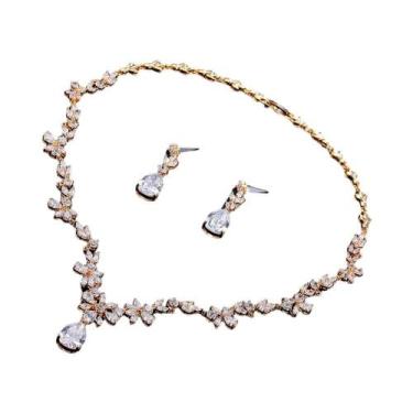 Imagem de Conjunto De Brincos E Colar De Zircônia Luxuosos ZAKOL Joias De Crista