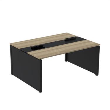 Imagem de Estação de Trabalho Mesa Plataforma Escritório Dupla para 2 Pessoas co