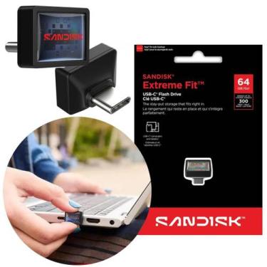Imagem de Pen Drive 64GB Sandisk Extreme Fit Usb-c 3.2 para Celular Notebook Tab