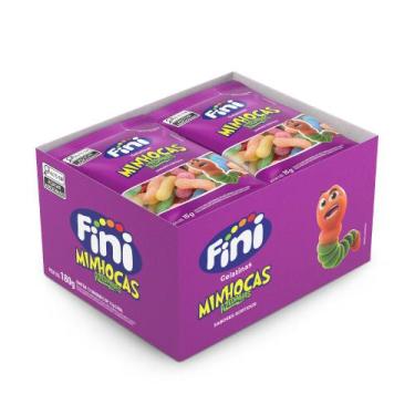 Imagem de Bala de Gelatina Minhocas Azedinha Mini Fini 12 Pacotes de 15g cada