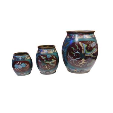 Imagem de Antigo Conjunto Pequeno Potiches Metal Closone - R 11030 - ANTIGA