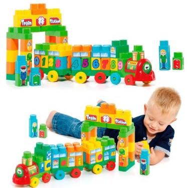 Imagem de Brinquedo Educativo Trenzinho Baby Land Com 70 Peças Blocos Molto Bloc