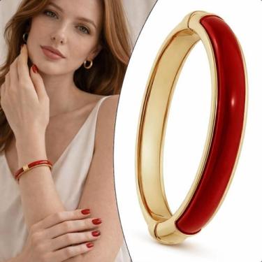 Imagem de Bracelete com Resina Vermelho Banhado a Ouro - GRANADO ACESSÓRIOS