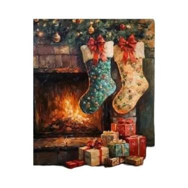 Imagem de Pôster Vintage De Natal Com Papai Noel, Impressão Em Tela, Arte De Par