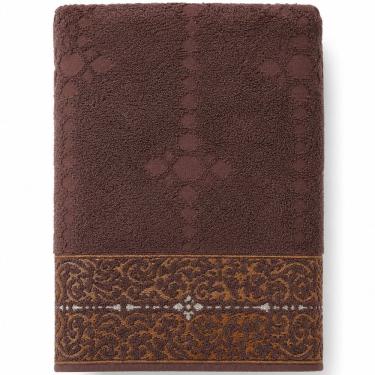 Imagem de Toalha de Banho Ornare 70x140CM 100% Algodão 420g-m2 Jacquard Alto e Baixo Relevo Chocolate Bene Casa