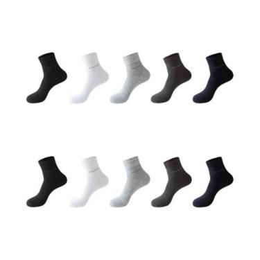 Imagem de Meias Masculinas De Fibra De Bambu, 10 Pares, Preto, Branco, Antibacte