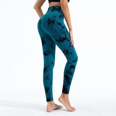 Imagem de Leggings Femininas De Cintura Alta Com Estampa Tie-dye, Sem Costura, C