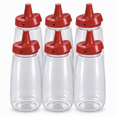 Imagem de Bisnaga com tampa Flip vermelha de ketchup 520ml 6 unidades Plasutil r
