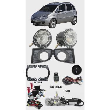 Imagem de Kit Farol de Milha Neblina Fiat Idea 2006 2007 2008 2009 2010 - Interruptor Alternativo + Kit Xenon 6000K / 8000K ou Kit Lâmpada Super LED 6000K