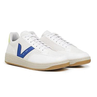 Imagem de Tênis Feminino Casual Caminhada Acadêmia Branco Com Azul Tamanho:33;Cor:Branco com Azul;Gênero:Feminino
