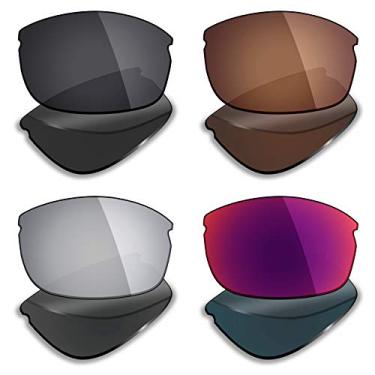 Imagem de 4 pares de lentes polarizadas de substituição da Mryok para óculos de sol Oakley Commit SQ – Stealth Preto/Bronze Marrom/Prata Titânio/Midnight Sun