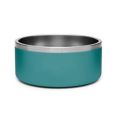 Imagem de Gteller Tigelas para cães de parede dupla de aço inoxidável de 947 g de 1,85 ml, pratos antiderrapantes para animais de estimação, comida de gato e tigela de água com base de borracha (947 g, verde)