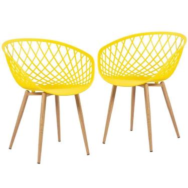 Imagem de Kit - 2 X Cadeiras Clarice Nest Com Apoio De Braços - Sidera - Amarelo
