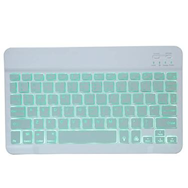 Imagem de Teclado Bluetooth 3.0 ultrafino, teclado sem fio 7 RGB teclado com iluminação de fundo tipografia com bateria recarregável de 110 mAh para tablet desktop (verde de 10 polegadas)