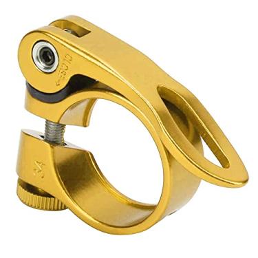 Imagem de Bra?adeira de selim de bicicleta, bra?adeira de assento de bicicleta de alum¨ªnio, bra?adeira de assento de libera??o r¨¢pida de liga para bicicleta de estrada e montanha para XT-C68 31,8 mm(Gold),