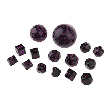 Imagem de Vaveren 15 Pieces Multi-Sided Digit Set D60 D30 D24 D20 D16 D12 D10 D8 D7 D5 D4 for MTG DND RPG Role Playing , Purple