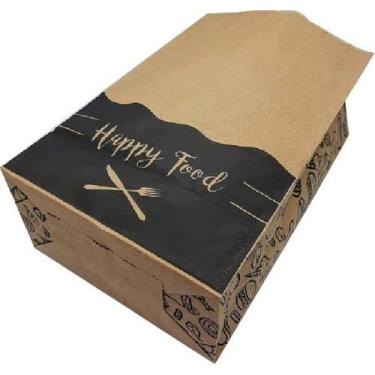 Imagem de 100 Sacos De Papel Kraft Delivery Tamanho médio M 24x30x14 HAPPY FOOD