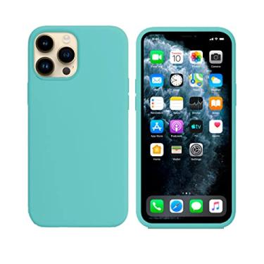 Imagem de Capinha Colorida Compatível Com iPhone 14 PRO Vermelha ,Preta, Laranja, Amarela, Azul, Rosa, Pink, Branca, Lilás, Marrom, Verde, Roxo, Bordô, Case Slim Flexível Aveludada Com 3 Camadas De Proteção PREMIUM ONYK (Azul Claro)