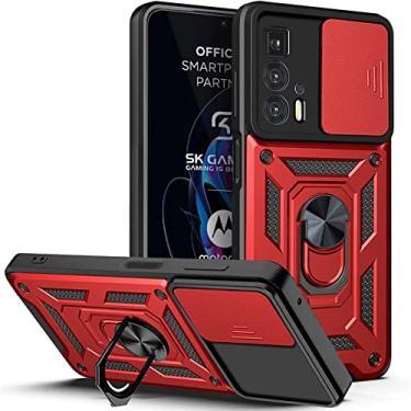 Imagem de Case for Motorola Moto edge 20 pro with Slide Camera Cover,Military Grade Heavy Duty Protection Phone Case Cover with Magnetic Ring Kickstand for Motorola MMoto edge 20 pro (vermelho)