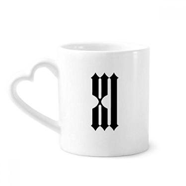Imagem de Algarismos romanos Eleven In Black Silhouette Caneca de café cerâmica copo de coração de vidro