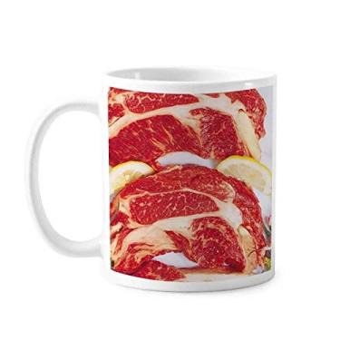 Imagem de Caneca de cerâmica com textura de comida de carne crua para bife xícara de porcelana de café