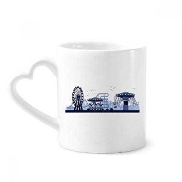 Imagem de Caneca de contorno azul parque de diversões instalações azul café cerâmica copo de coração de vidro