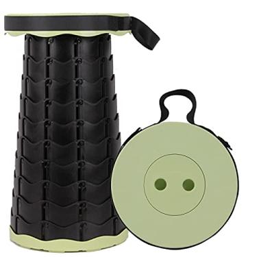 Imagem de KELATI Banco dobrável, banco retrátil telescópico com saco de armazenamento, capacidade de 180 kg, para viagens ao ar livre, pesca, caminhadas e churrasco (incluindo bolsa de armazenamento) - verde