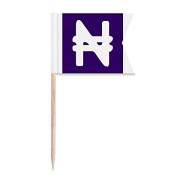 Imagem de Símbolo de moeda Nigéria Naira NGN Bandeiras de palito de dente Marcação de rotulagem para bolo de festa Comida Prato de queijo