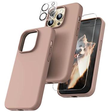 Imagem de TOCOL [Capa 5 em 1 projetada para iPhone 14 Pro, com 2 pacotes de protetor de tela + 2 protetores de lente de câmera, capa de telefone de silicone líquido de 16,1 polegadas, [antiarranhões] [proteção contra quedas], marrom