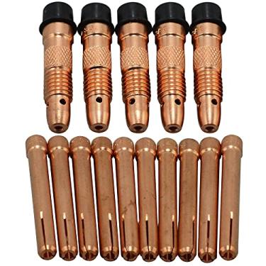 Imagem de RIVERWELD TIG Collet Bodis 10N24 10N32 (3/32" e 2,4 mm) Kit de tamanhos variados para SR DB PTA WP 17 18 26 TIG Tocha de solda 15 peças