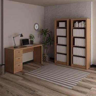Imagem de Conjunto Home Office com 1 Escrivaninha 3 Gavetas com 2 Estantes Espresso Móveis