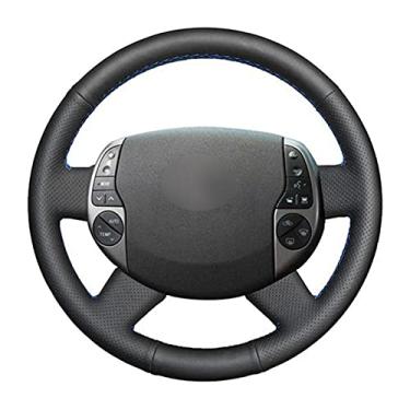 Imagem de Capa de volante de couro confortável antiderrapante costurada à mão preta, apto para Toyota Prius 20 XW20 2004 2005 2006 2007 2008 2009