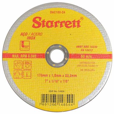 Imagem de Disco de Corte 7 X 1/16 X 7/8" Inox - Starrett