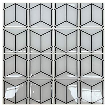 Imagem de Pastilha Adesiva Resinada Geométrica Cubo Kit 4 Placas