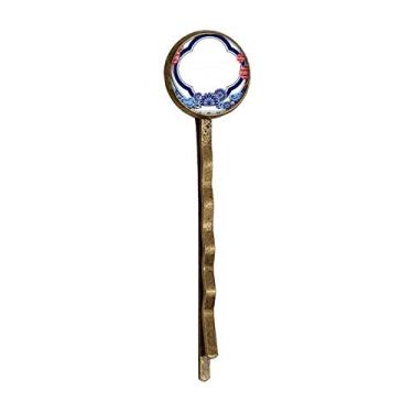 Imagem de Chapéu de metal retrô apaixonado com flor azul da cultura chinesa