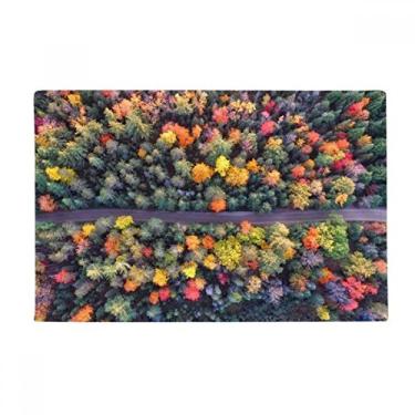 Imagem de DIYthinker Tapete colorido para porta de banheiro com cenário de natureza e floresta, tapete antiderrapante