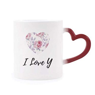 Imagem de Rosa rosa desenho planta planta sensível ao calor caneca grés muda de cor vermelha