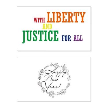 Imagem de LGBT Bandeira do arco-íris Liberdade e Justiça Ano Novo Cartão de felicitações Mensagem Abençoada Presente