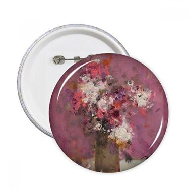 Imagem de Flores rosa XJJ pintura a óleo pinos redondos distintivo decoração roupas 5 peças presente