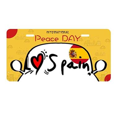 Imagem de DIYthinker I Love Spain Bandeira da Palavra Love Heart Ilustration Placa de licença Etiqueta Decoração de carro Dia da Paz