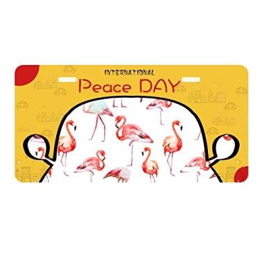 Imagem de DIYthinker Placa de carro com estampa de flamingo, rosa e branco, etiqueta decoração de carro, dia da paz