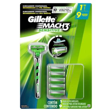 Imagem de Aparelho de Barbear Gillette Mach3 Sensitive + 9 Cargas 1 Unidade