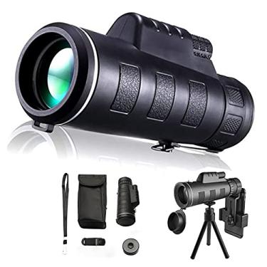 Imagem de Telescópio monocular 40x60 para adultos Monóculo de prisma de alta potência e suporte monocular rápido para smartphone Foco duplo para observação de pássaros de vida selvagem, caminhadas, acampamento