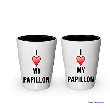 Imagem de I love my Papillon Shot Glass - Presentes para amantes de Papillon (2)