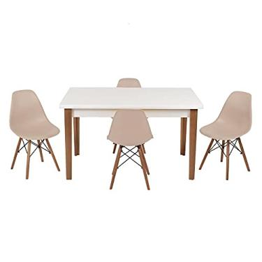 Imagem de Conjunto Mesa de Jantar Luiza 135cm Branca com 4 Cadeiras Eames Eiffel - Nude