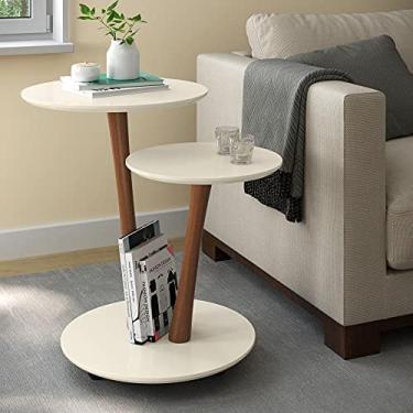 Imagem de Conjunto Mesa Apoio e Lateral Vitória Enfeite Canto Sala Estar - Off White - Rpm Móveis