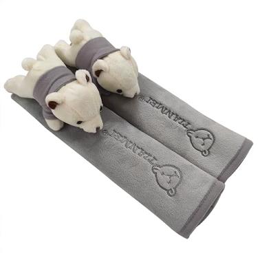 Imagem de Tianmei 2 peças de capa de cinto de camurça sintética estilo boneca de urso para carro (almofada de alça de ombro)Tianmei cinza Generic