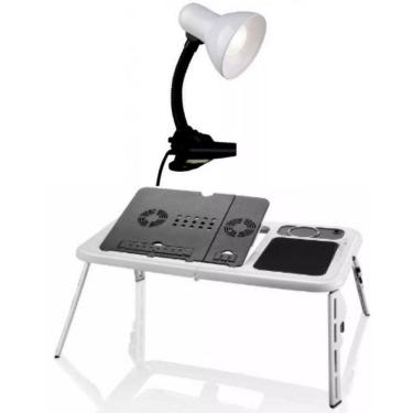 Imagem de Mesa Dobrável Notebook Usb Luminária Garra Branca