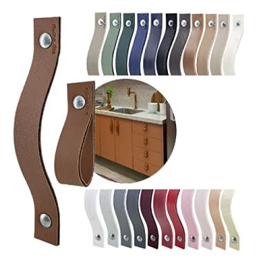 Imagem de Puxador Alça Full Parafuso para Móveis Armário Guarda Roupa Gaveta Porta Baús Caixas Bandeja Cesto Tábua Cor Textura de Couro (Chocolate)